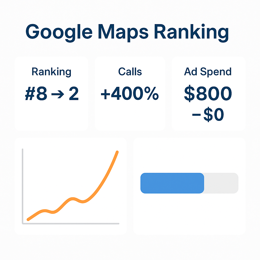 Dashboard displaying Google Business Profile ranking metrics