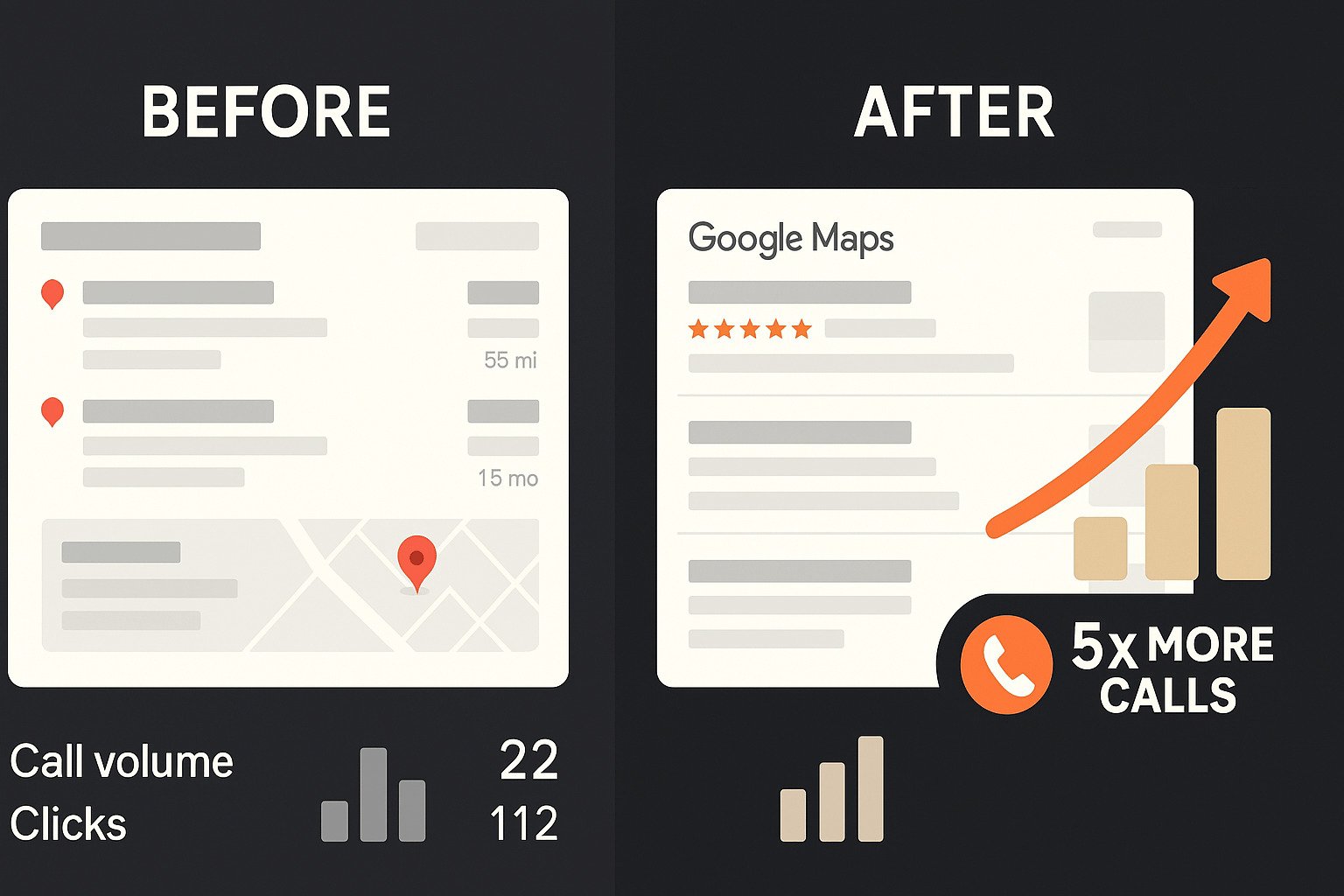 Google Maps local SEO rankings showing top 3 positions for Northern Illinois businesses with increased visibility and call volume